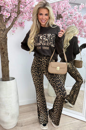 Soft knitted leopard soho trui - Bruin