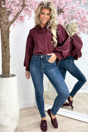 Chic poffie blouse - Bordeaux