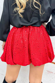 Falda de paillet de brillo brillante - rojo