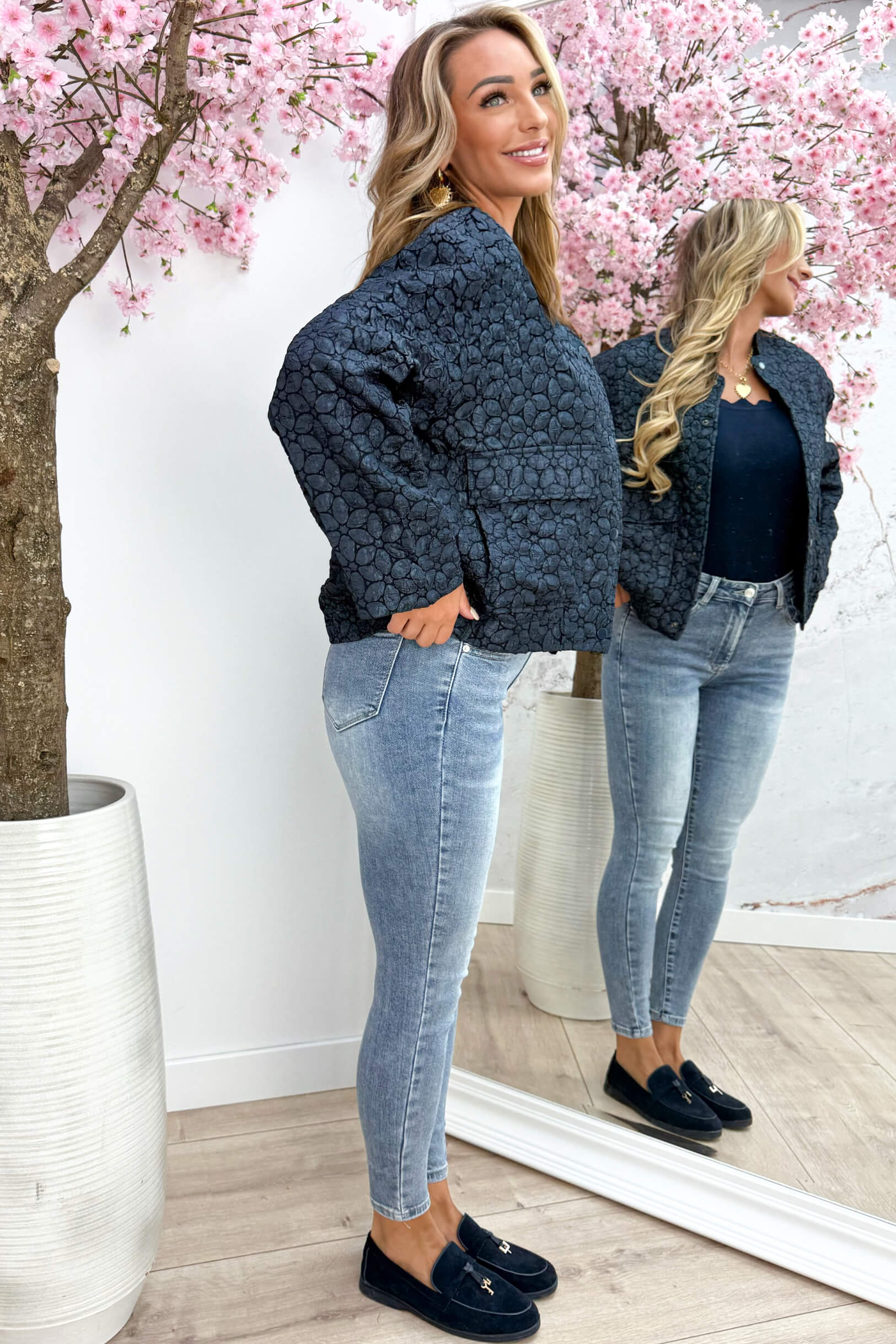 Feeling floral bomber jacket - Navy