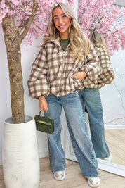 Classic checkered bomber - Taupe