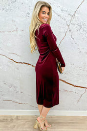 Squared velvet dress - Bordeaux