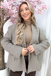 Oversized checkered blazer - Beige