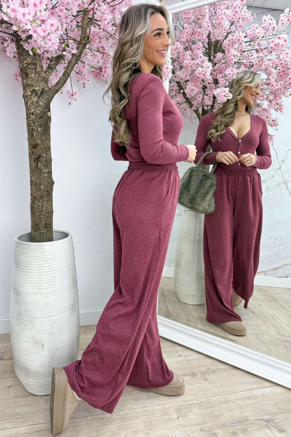 Relaxed day comfy co-ord - Bordeaux