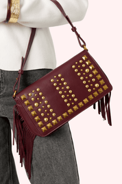 Studded franje bag - Bordeaux