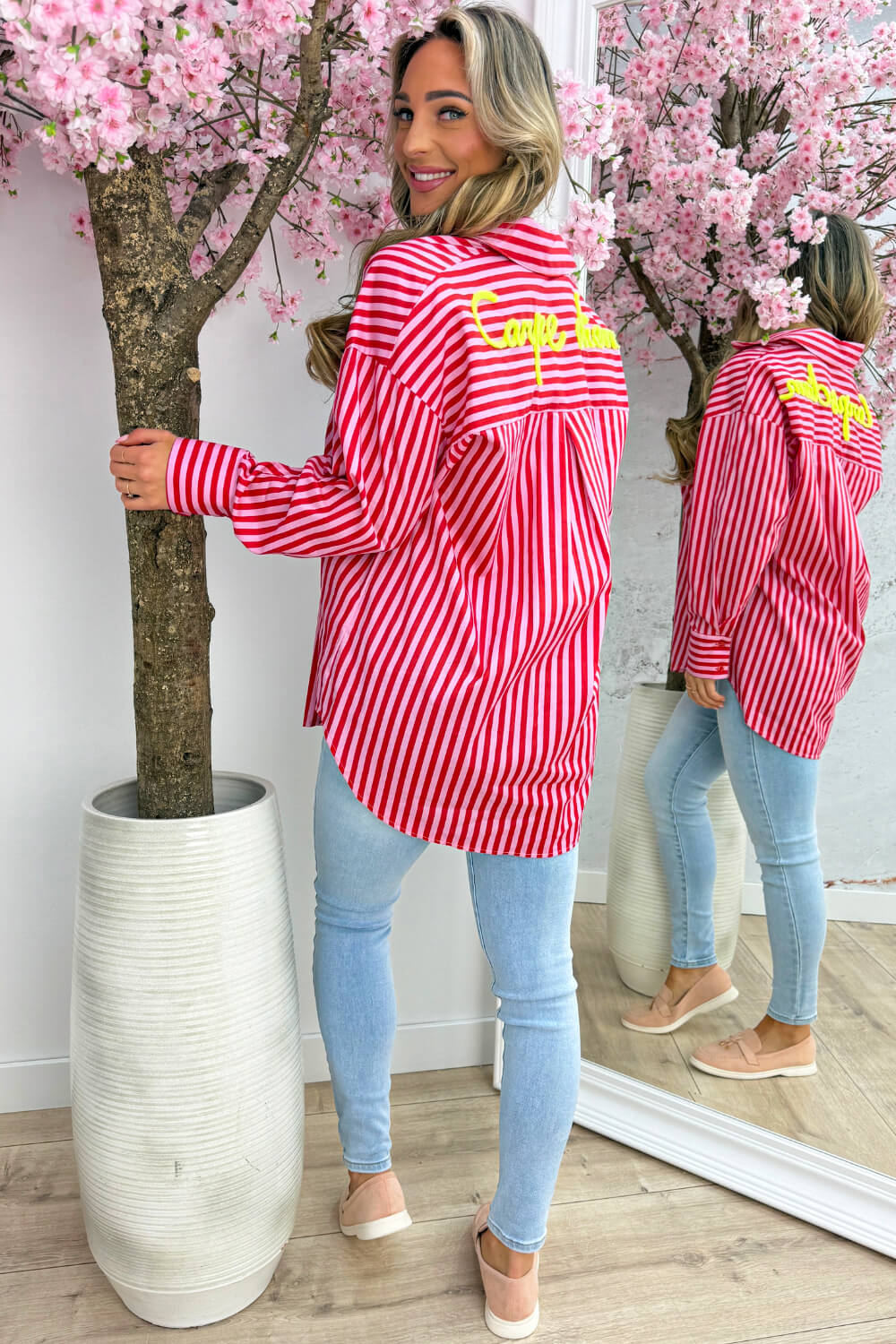 Carpe diem stripe blouse - Rood