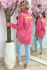 Carpe diem stripe blouse - Rood