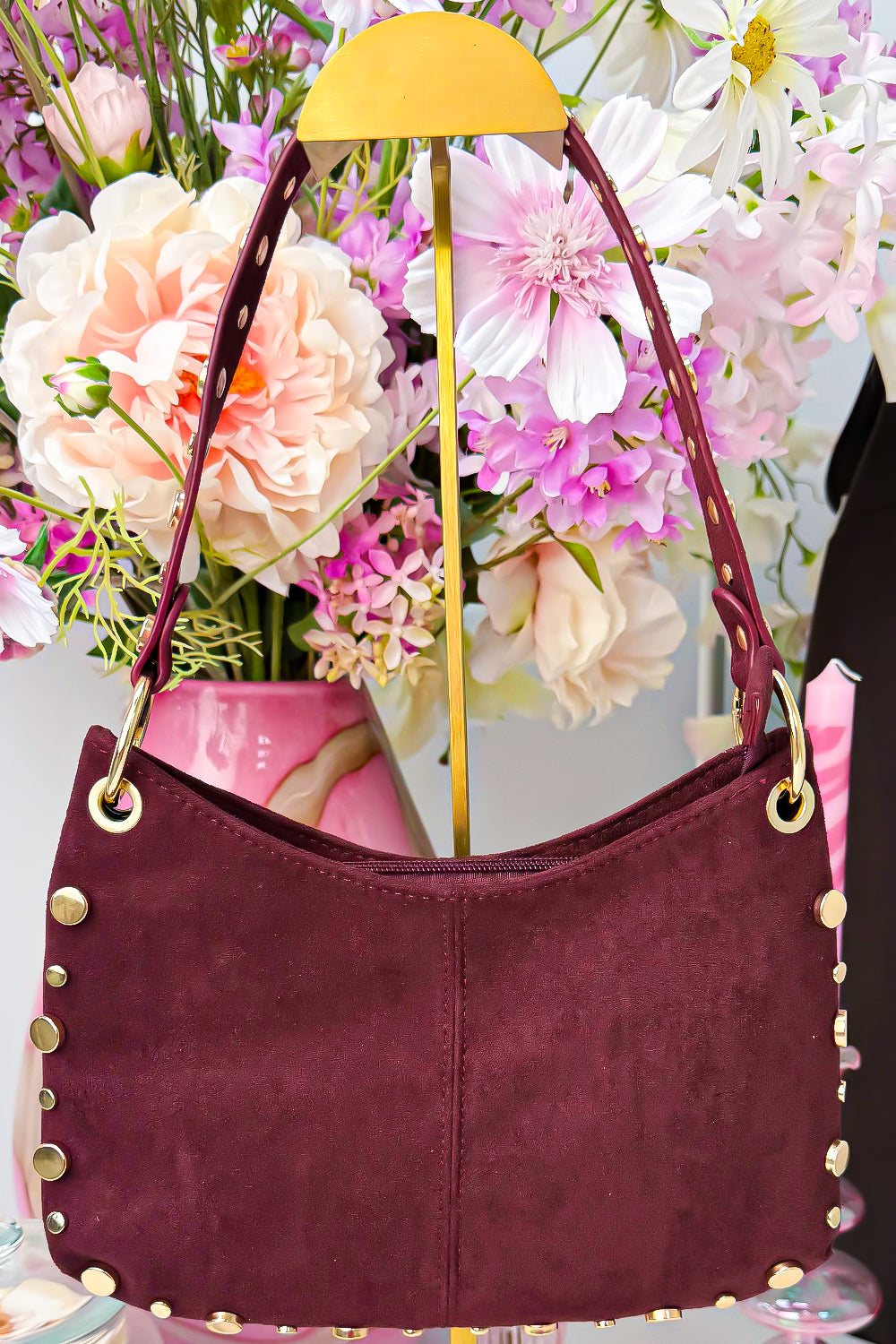 Borsa chic con borchie - Bordeaux