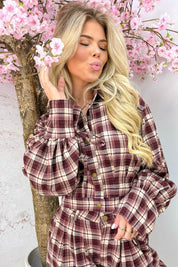 Check it twice bow blouse - Bordeaux