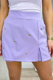 Silver heart skort - Lila