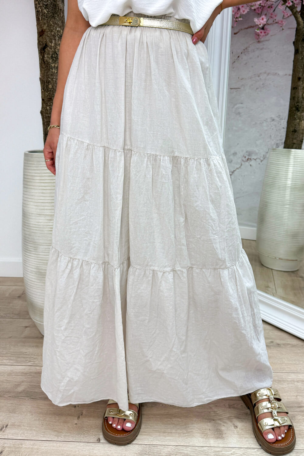Cotton maxi skirt - Beige