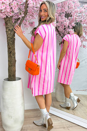 Mickey stripe dress - Roze