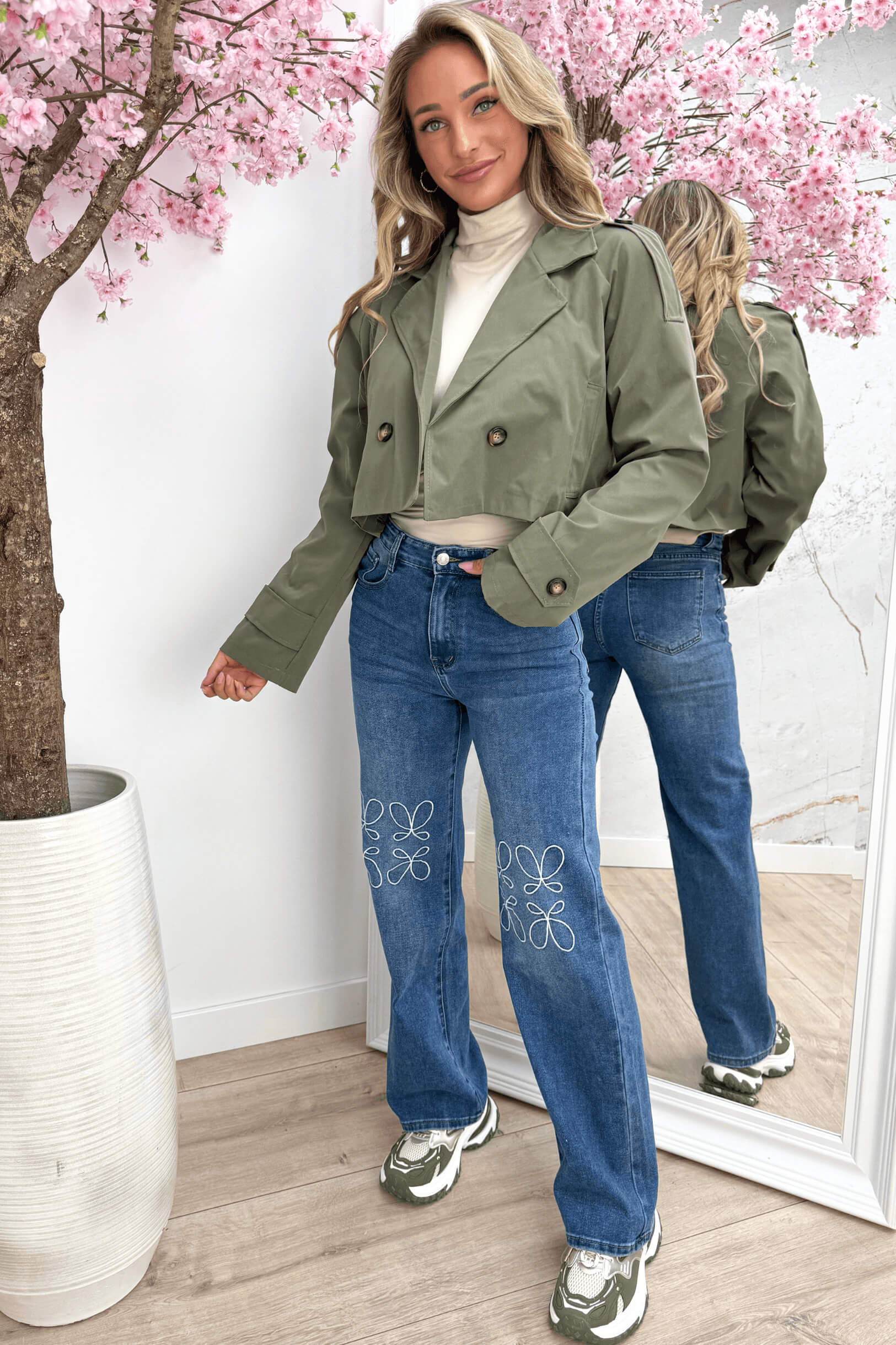 Cropped cotton trenchcoat - Army