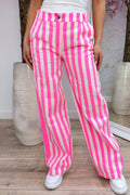 Striped straight leg jeans - Lollypop pink