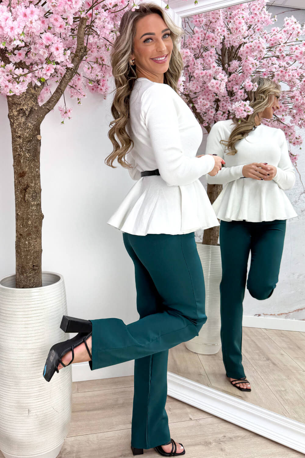 Peplum perfection topje (Incl. riem) - Wit