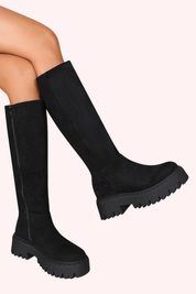 Suede look boots - Zwart