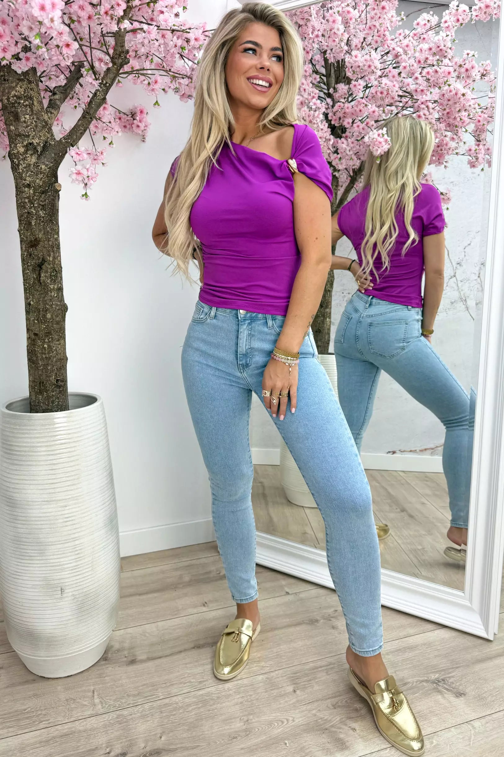 Gold Ring Knot Top - Berry Purple