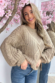 Feeling frosty cable trui - Camel