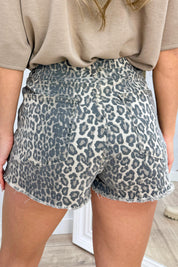 Leopard denim skort - Taupe