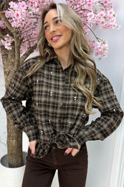 Diamond checkered blouse - Bruin