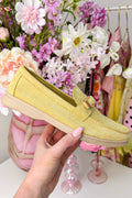 Mocassins chics aspect suède - Jaune
