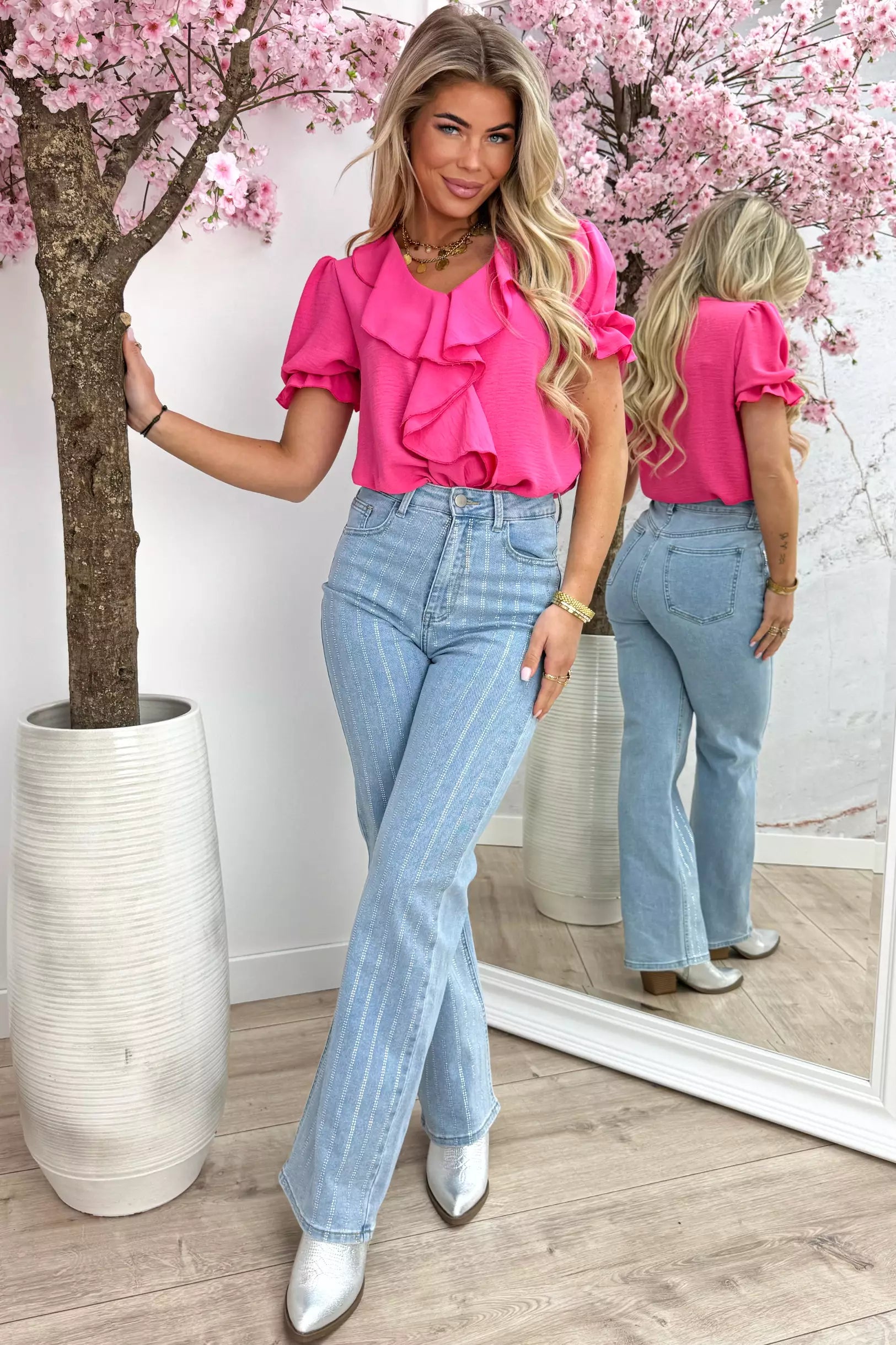 Elastische Rüschen oben - Fuchsia