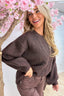 Cable knitted sweater - Brown