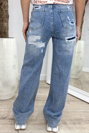 Diamond cross straight leg jeans - Jeans blue