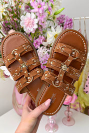 Tulum suede look slipper - Cognac