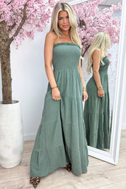 Robe en coton sans bretelles - Armée