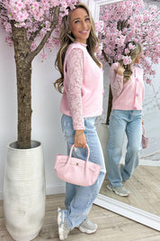 Sweet sparkle heart gilet - Lollypop roze