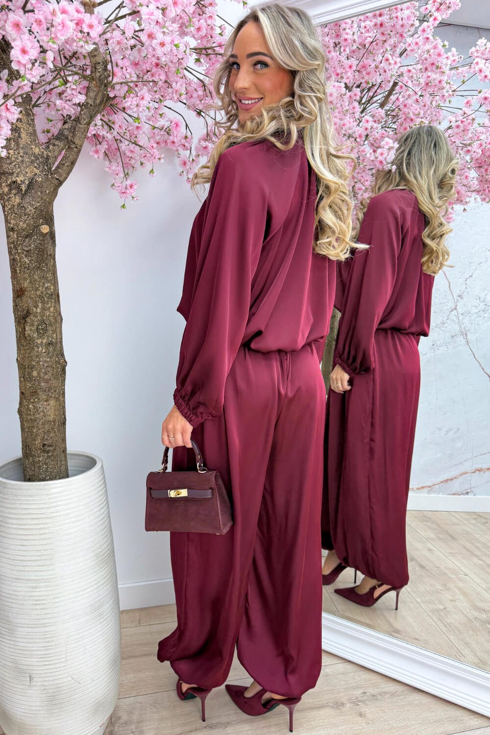 Better together silky co-ord - Bordeaux