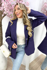 Teddy blazer - Dk. paars