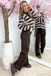 Stripe polo trui - Bruin