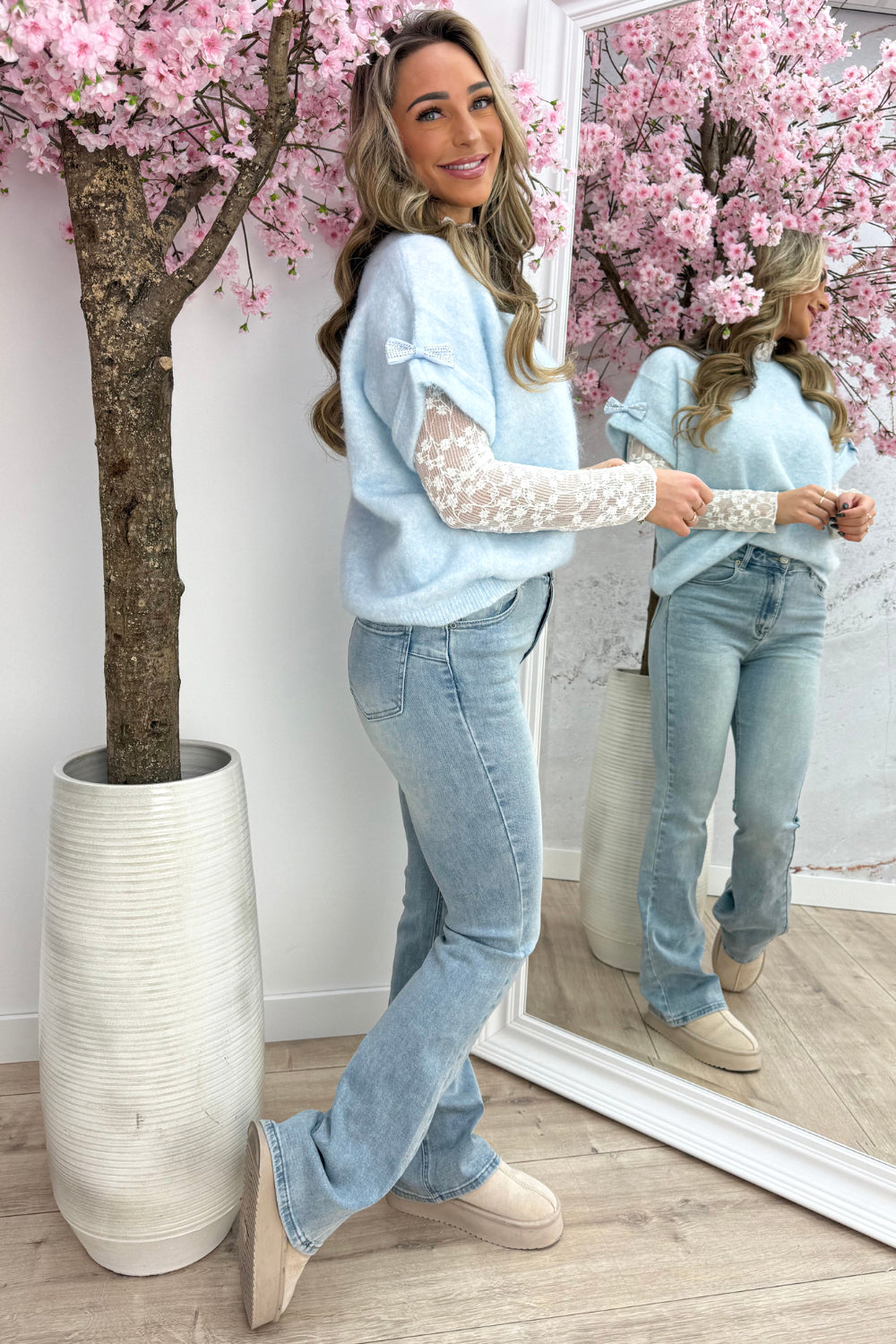 Diamond bow topje - Sky blue