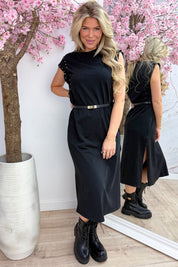 Studded T-shirt dress - Zwart