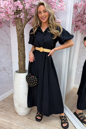 Monaco maxi dress (Incl. riem) - Zwart