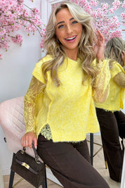 Two in one lace trui - Geel