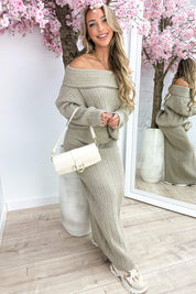 Knitted ribbed comfy set - Beige