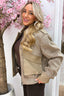 Veste en daim et aspect cuir - Taupe