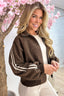 Striped felt bomber - Brown