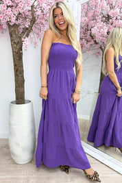 Robe en coton sans bretelles - violet