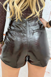 Glossy Cross over Skort - Brown