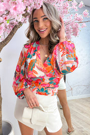 Sunset bloom cropped topje - Fuchsia