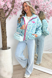 Leopard embleem vilt jacket - Sky blue