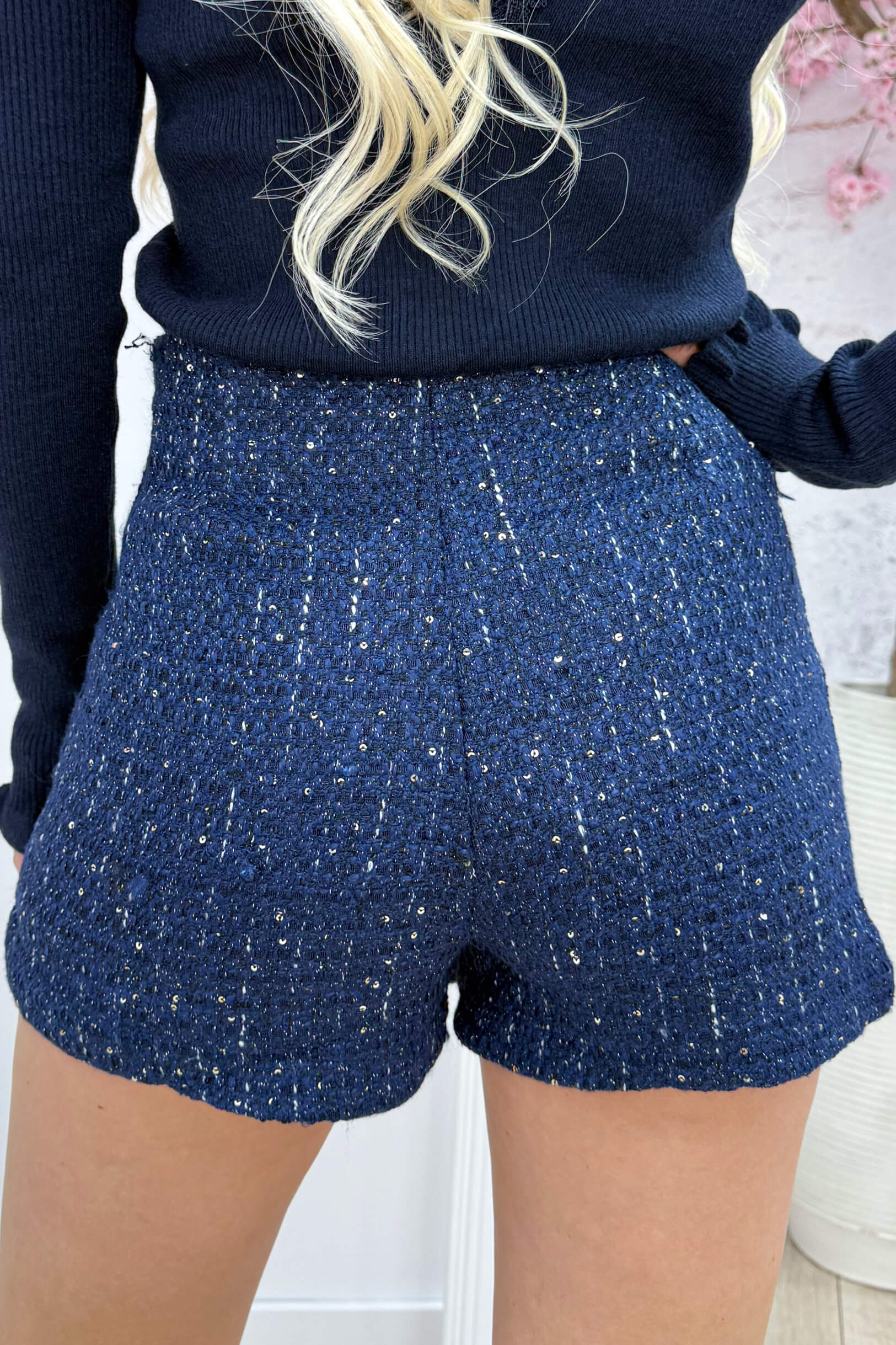 Happy tweed paillet skort - Navy