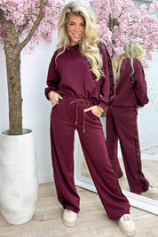 Velvet paillet comfy co-ord - Bordeaux