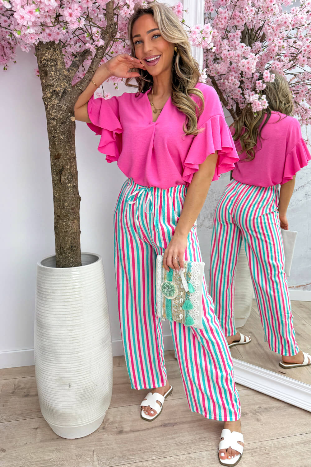 Rio ruffle topje - Fuchsia