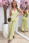Polkadot peplum travel co-ord - Yellow