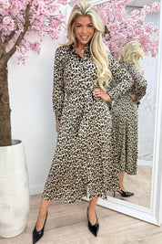 Leopard silky luxury dress - Beige
